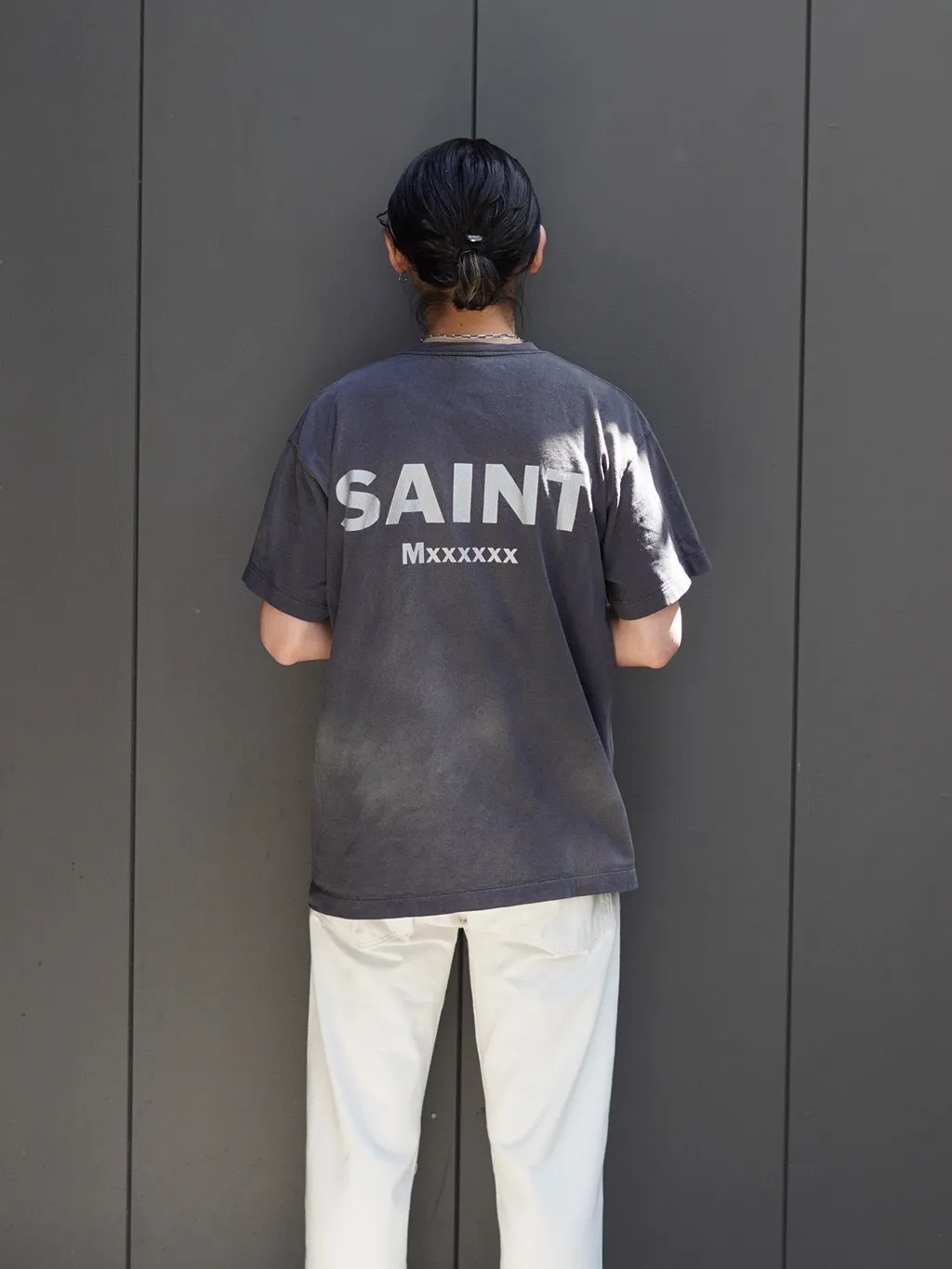 SAINT Mxxxxxx × EVANGELION NEON GNSIS TEE/BLK co-branded Neon Genesis Evangelion distressed short-sleeves, washed black S-XL, vintage NEW VINTAGE, top printing technology, garment dyeing, re-washed, distressed, correct co-branded main mark/washing mark